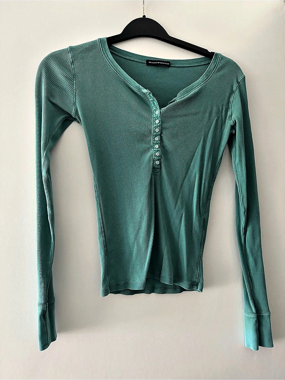Brandy Melville Zelly Long Sleeve Top Teal Green